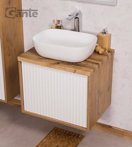 Szafka łazienkowa wisząca z umywalką dąb naturalny/biały mat 60 cm Venus Gante