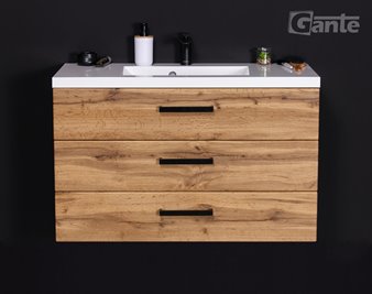 Szafka wisząca z umywalką 100 cm kolor dąb naturalny 39/3 seria Fokus Loft Gante
