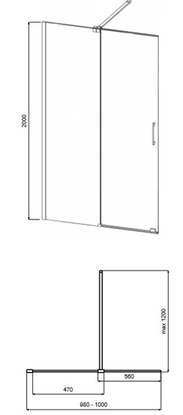Złota ścianka prysznicowa rozsuwana 100 cm Vayo Gold Besco