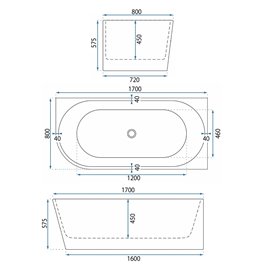 Wanna narożna przyścienna ryflowana prawa 170 cm Wenus Rea