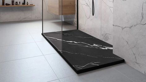 Brodzik kwadratowy czarny struktura kamienia smc 90x90 Magnum Carrara Black Rea