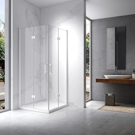 Biała kabina prysznicowa kwadratowa drzwi składane 80x80 KZ08B