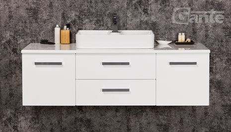 Biała szafka wisząca z umywalką140 cm seria Fokus B