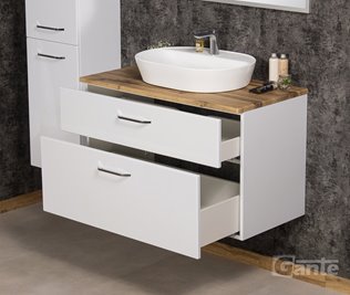 Szafka łazienkowa wisząca z umywalką nablatową 100 cm SETTO MODULO kolor biały połysk