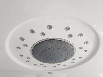 Biała prostokątna kabino wanna z hydromasażem + sauna 145x85 cm MO-09944A-145BS