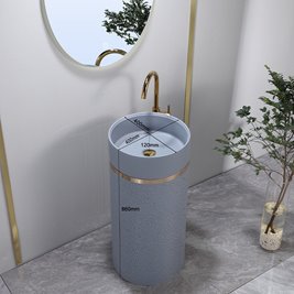 Umywalka wolnostojąca ceramiczna okrągła szara 86x40 cm SCOT1-GR-WOF-860