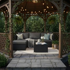 Meble ogrodowe technorattan sofa, stół, dostawka zestaw Volta zdjęcie 10