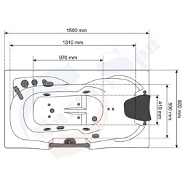 Wanna z hydromasażem prostokątna do rogu łazienki 150x83 cm MO-0204