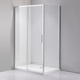 Chromowana prostokątna kabina prysznicowa Super Slim Nova 90x80 drzwi rozsuwane