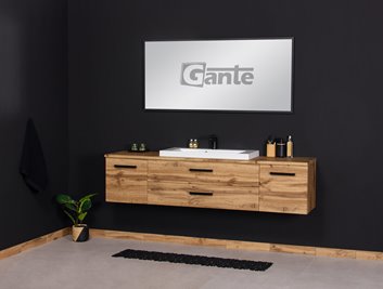 Szafka wisząca z umywalką nablatową 180 cm kolor dąb naturalny seria Fokus Loft Gante