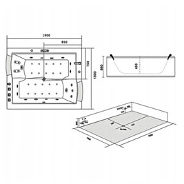 Wanna z hydromasażem Diablo 666 180x150
