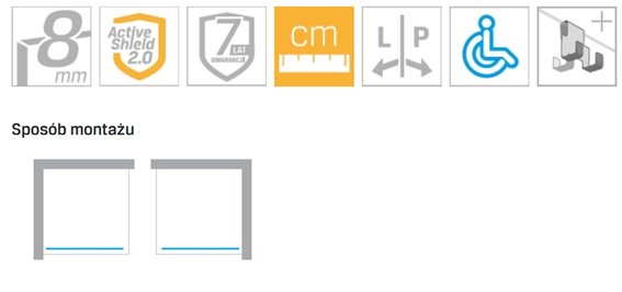 Czarna ścianka prysznicowa rozmiar 70 cm czarna kratka EXK-5545 New Modus Black New Trendy