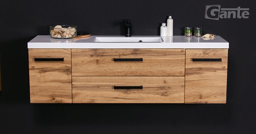 Szafka wisząca z umywalką 140 cm kolor dąb naturalny 39/2 seria Fokus Loft Gante
