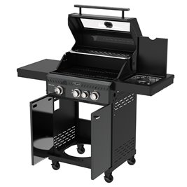 Grill gazowy ZEUS-B kolor czarny ruszt żeliwny moc 11,5 kW + pokrowiec + palnik boczny