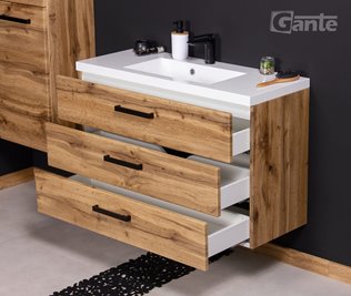 Szafka wisząca z umywalką 100 cm kolor dąb naturalny 39/3 seria Fokus Loft Gante