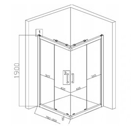Kabina prysznicowa kwadratowa 80x80 drzwi rozsuwane KZ90A