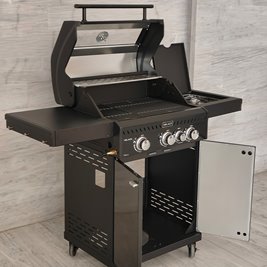 Grill gazowy ZEUS-B kolor czarny ruszt żeliwny moc 11,5 kW + pokrowiec + palnik boczny