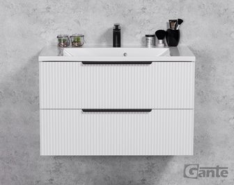 Szafka łazienkowa wisząca frezowana z umywalką 80 cm 46/2 Sydney kolor biały