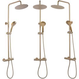 Złoty szczotkowany zestaw prysznicowy termostatem Vincent Rea Gold Brush