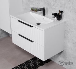 Szafka łazienkowa wisząca frezowana z umywalką 80 cm 46/2 Sydney kolor biały