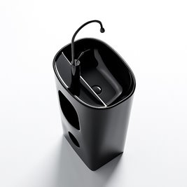 Umywalka wolnostojąca ceramiczna owalna czarny połysk 49x37x83 cm CLARO-BL-490