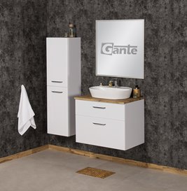 Szafka łazienkowa wisząca z umywalką nablatową 80 cm SETTO MODULO kolor biały połysk