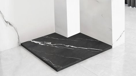 Brodzik kwadratowy czarny struktura kamienia smc 90x90 Bazalt Carrara Black Rea