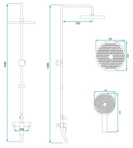 Złoty zestaw prysznicowy z wylewką Bloom Rea Gold