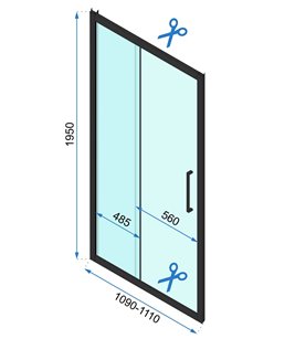 Drzwi prysznicowe z czarnym profilem 110 cm Rapid Slide Rea