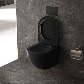 Czarna matowa miska wc wisząca Rimless Nero Tornado NERO-MTB-03 Hydrosan