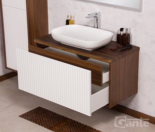 Szafka łazienkowa wisząca z umywalką dąb wenge/biały mat 100 cm Venus Gante