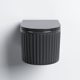 Czarna ryflowana miska wc wisząca Rimless 4.0 LUMA-BL-RIM-03 Hydrosan