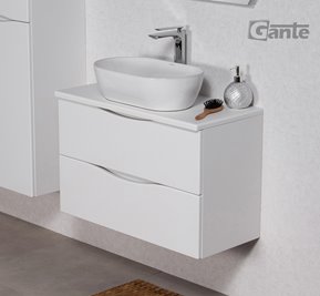 Szafka łazienkowa wisząca ONDA 80 cm biała z umywalką Gante