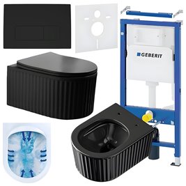 Zestaw podtynkowy stelaż GEBERIT DUOFIX + miska LUMA-BL-RIM-03 + przycisk DELTA 50 czarny mat