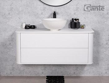 Szafka łazienkowa wisząca LILIA SMOOTH 120 cm biały mat z umywalką Gante