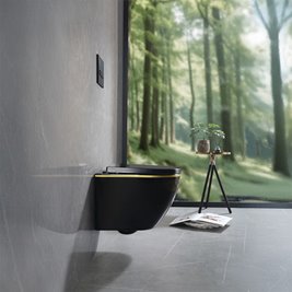 Czarna miska wc złoty rant wisząca Rimless 4.0 MIZU-BL-GL-RIM-02 Hydrosan