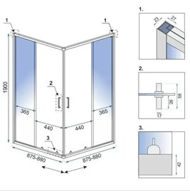 Stal szczotkowana kabina prysznicowa kwadratowa 90x90 City Rea
