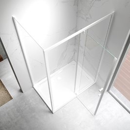 Biała kabina prysznicowa prostokątna drzwi uchylne 100x80 KZ06B