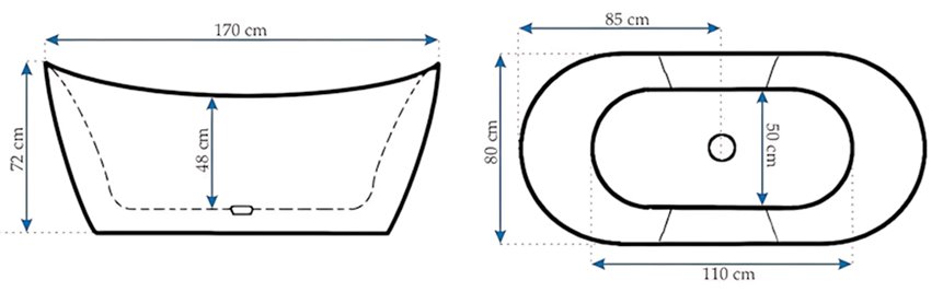 Wanna wolnostojąca 170 cm Ferrano Slim Rea