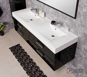 Czarna szafka wisząca z umywalką 160 cm seria Fokus C