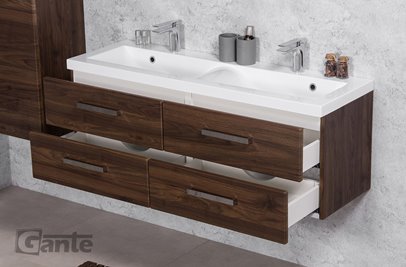 Szafka łazienkowa wisząca z umywalką 120 cm 39/4 Fokus kolor orzech