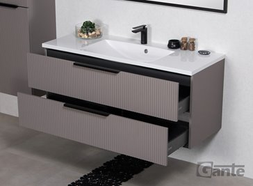 Szafka łazienkowa frezowana wisząca z umywalką 120 cm 46/2 Sydney kolor taupe