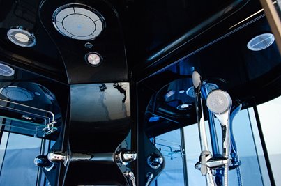 Czarna kabina prysznicowa z hydromasażem zabudowana 120x85 MO-02188BP prawa