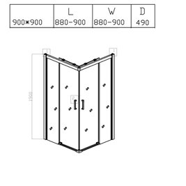 Kabina prysznicowa kwadratowa 90x90 drzwi rozsuwane KZ90B