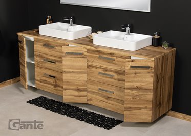 Szafka wisząca z umywalką 210 z dwiema umywalkami C3 seria Fokus NE