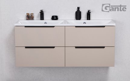 Szafka łazienkowa wisząca z podwójną umywalką 120 cm 46/4 Sydney Smooth kolor Macadamia