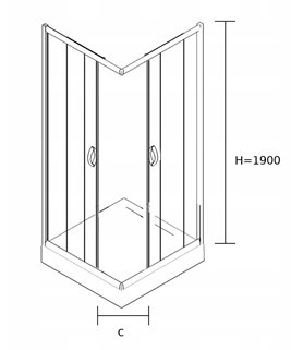 Kabina prysznicowa kwadratowa 90x90 cm szkło grafit