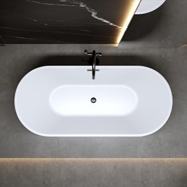 Wanna wolnostojąca biała przelew oraz korek czarny 150 cm Lizbona Hydrosan