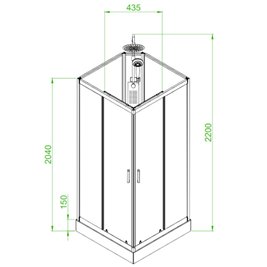 Kabina prysznicowa zabudowana na niskim brodziku kwadratowa 90x90 LISA-90