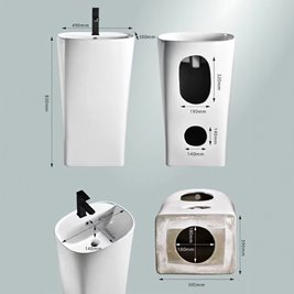 Umywalka wolnostojąca ceramiczna owalna czarny mat 49x37x83 cm CLARO-MTB-490